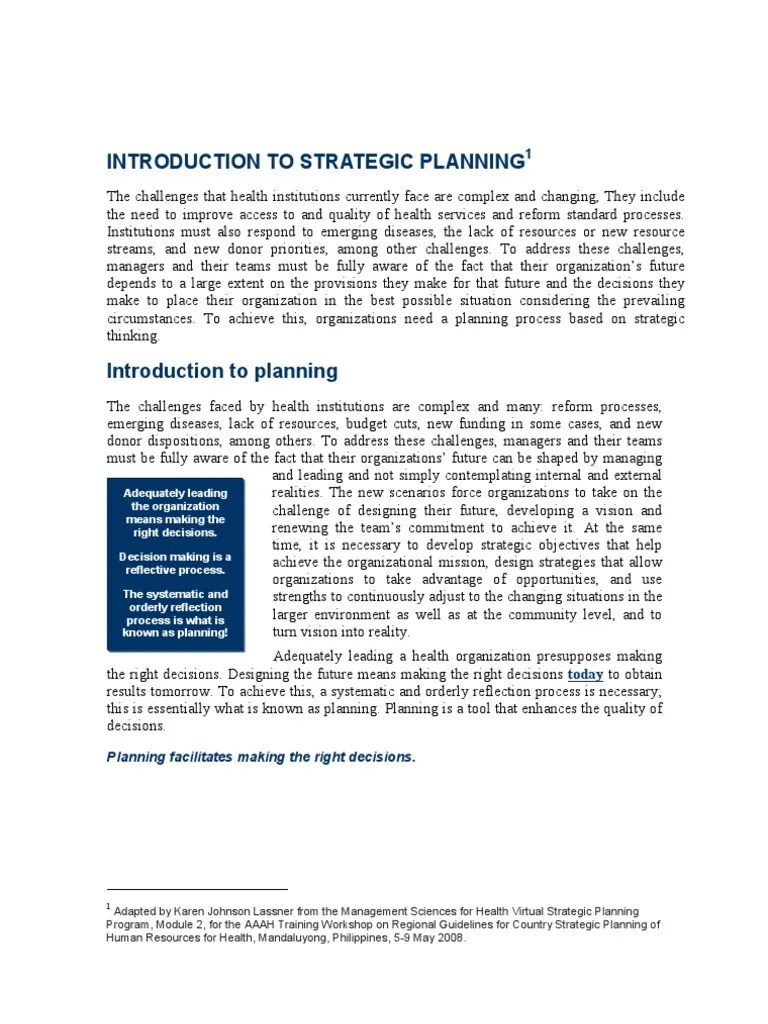 Intro To Strategic Planning | PDF | Strategic Management | Strategic Planning