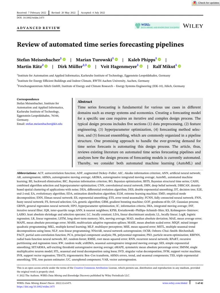 WIREs Data Min Knowl - 2022 - Meisenbacher - Review Of Automated Time ...