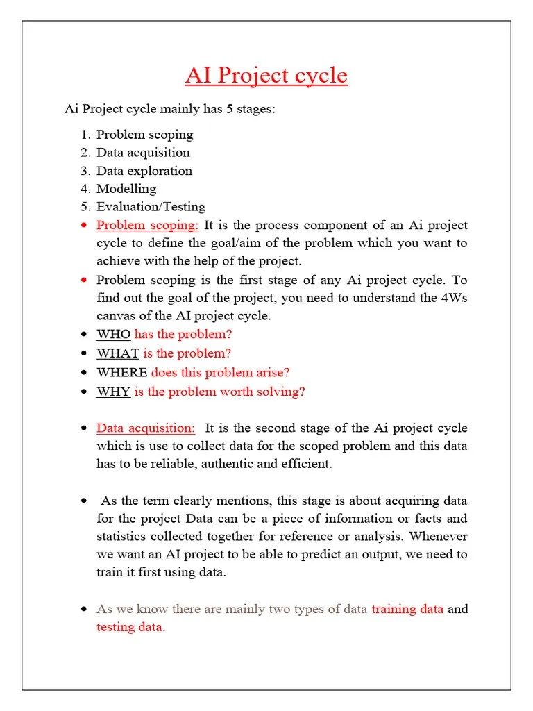 AI Project Cycle | PDF | Artificial Intelligence | Intelligence (AI ...