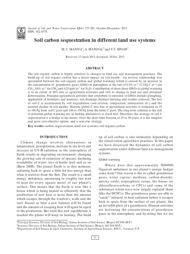 Soil Carbon Sequestration In Different Land Use Systems | PDF | Soil ...