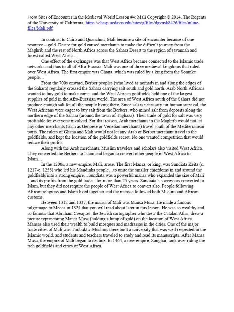 Mali Reading Cut Pdf Africa