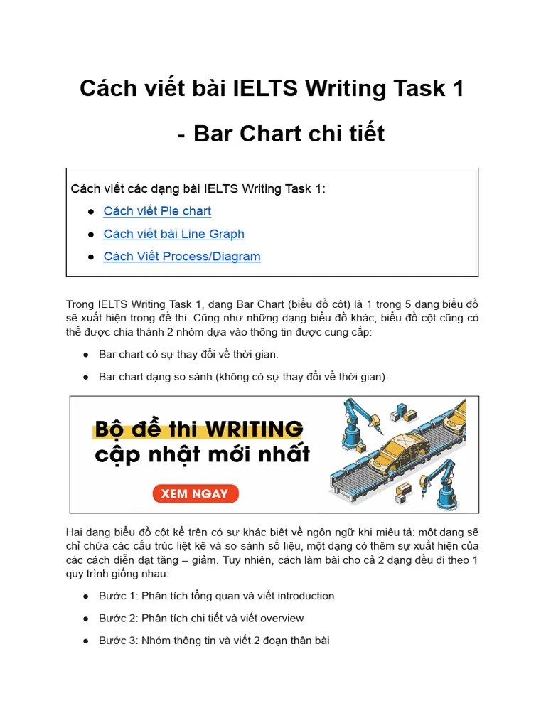 Cách Viết Bài Writing Task 1 - Bar Chart | PDF