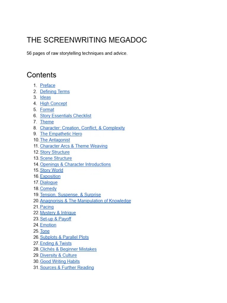 Screenwriting Megadoc Master 5 Pdf Plot Narrative Screenwriting