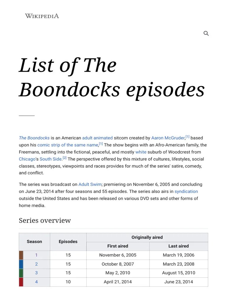 List Of The Boondocks Episodes - Wikipedia_1655248477901 | PDF
