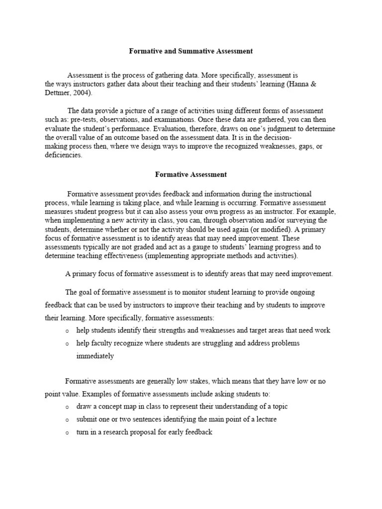 Formative And Summative Assessment 1 | PDF | Educational Assessment ...