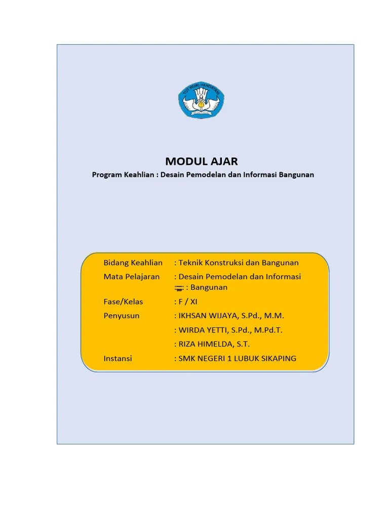 Modul Ajar Desain Pemodelan Dan Informasi Bangunan - Menggambar Denah 2D - Fase F | PDF