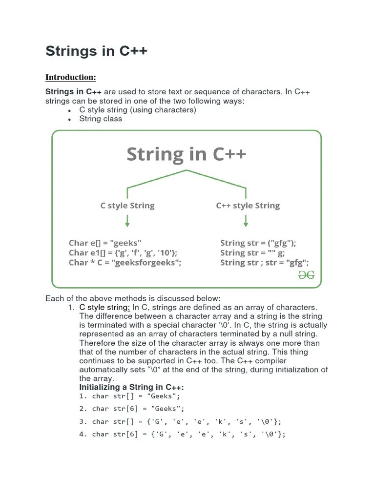 Strings In C++ | PDF | String (Computer Science) | C++