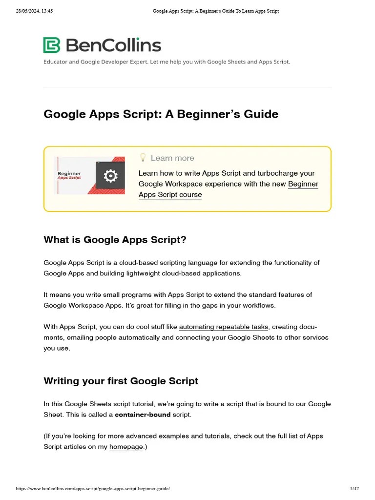 Google Apps Script - A Beginner's Guide To Learn Apps Script | PDF ...
