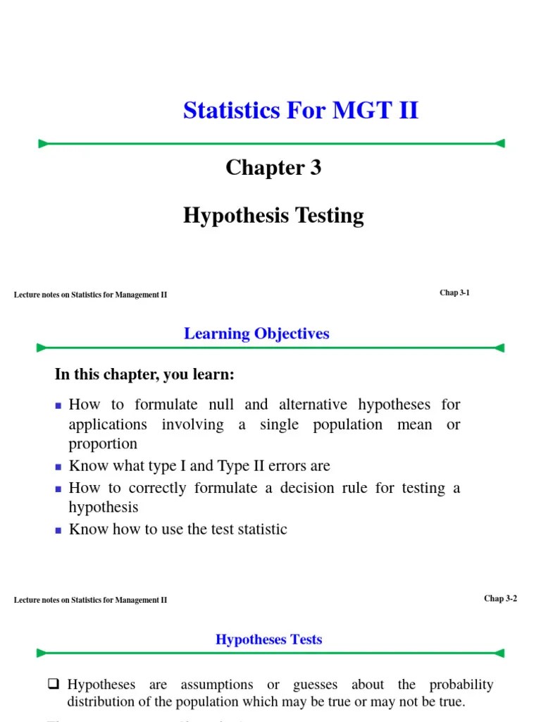 Chapter - 3-Hypothesis Testing | Download Free PDF | Statistical ...