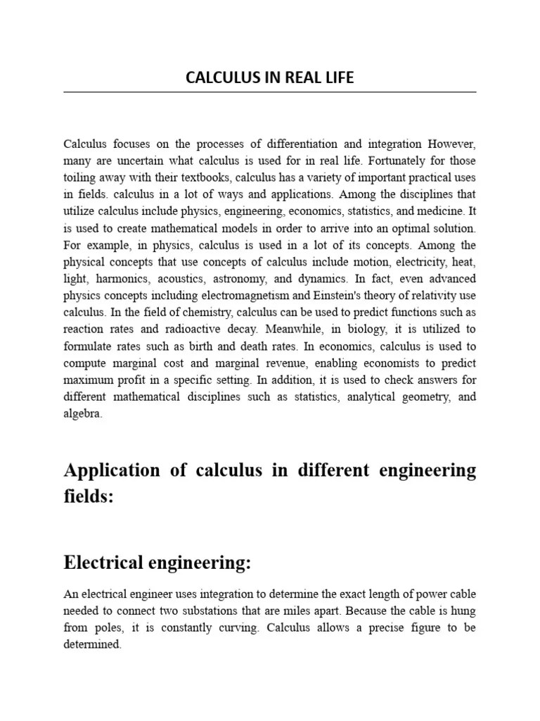 Calculus In Real Life | PDF | Calculus | Physics