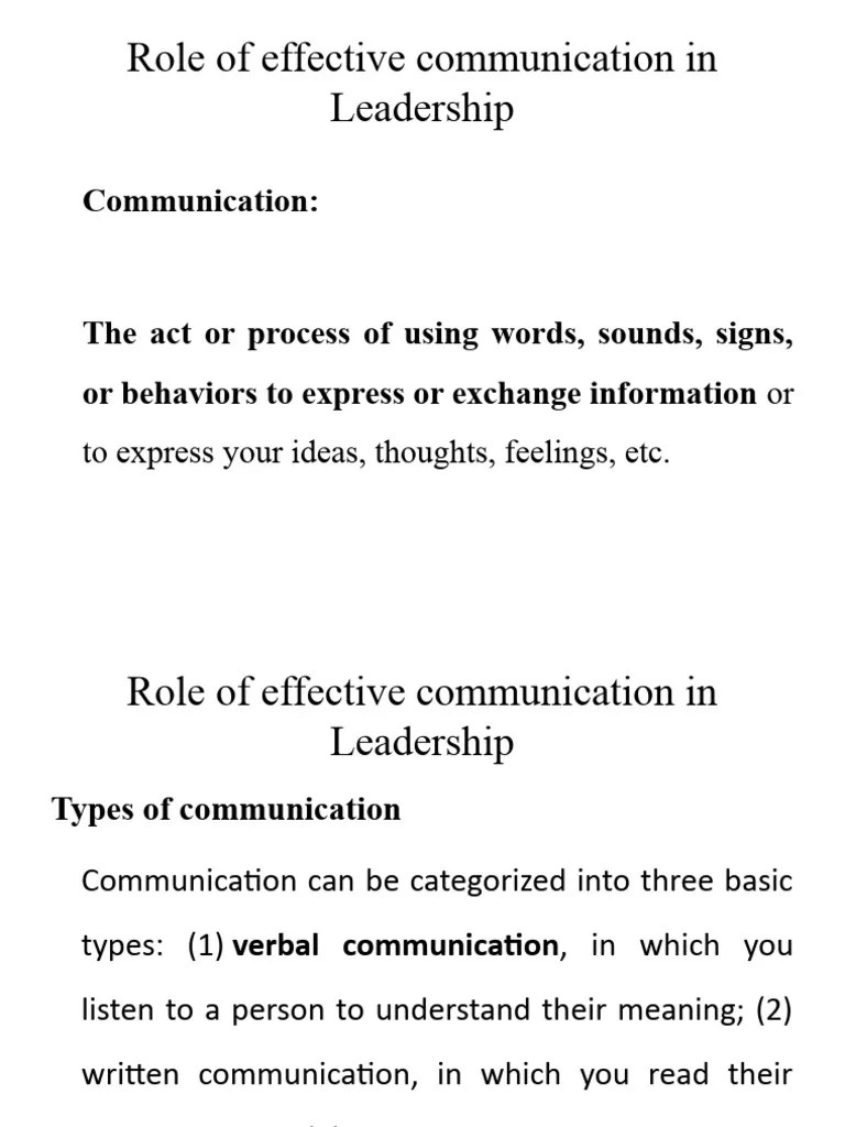 Effective Communication In Leadership | PDF | Team Building | Communication