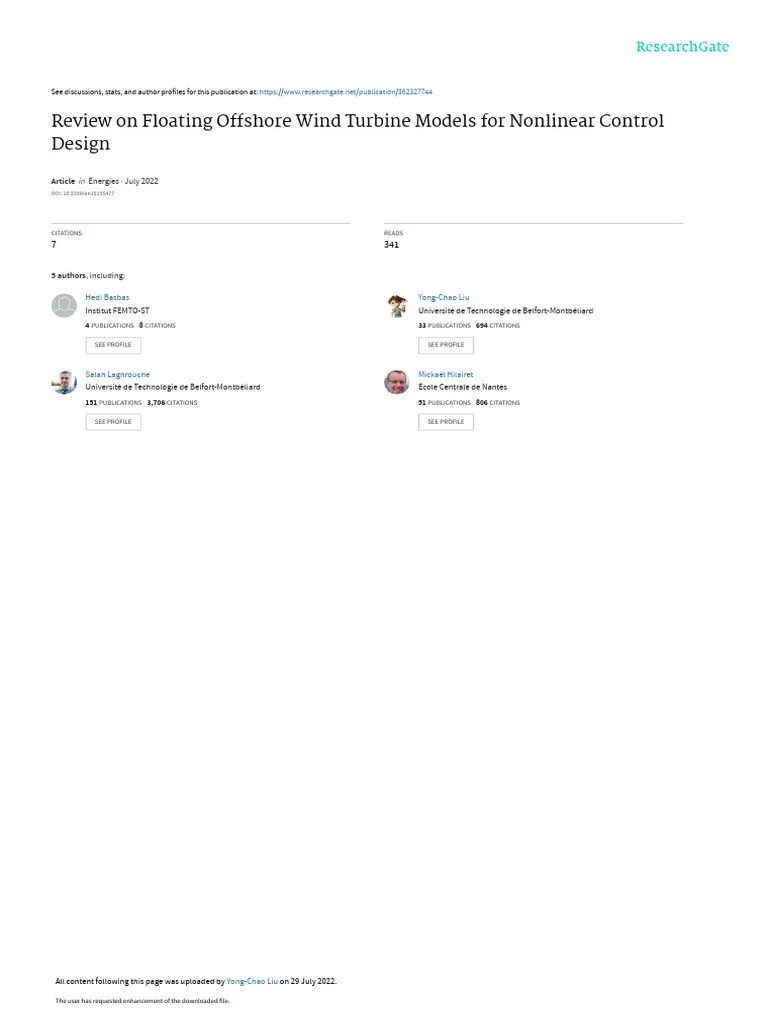 Review On Floating Offshore Wind Turbine Models For | Download Free PDF | Lagrangian Mechanics ...