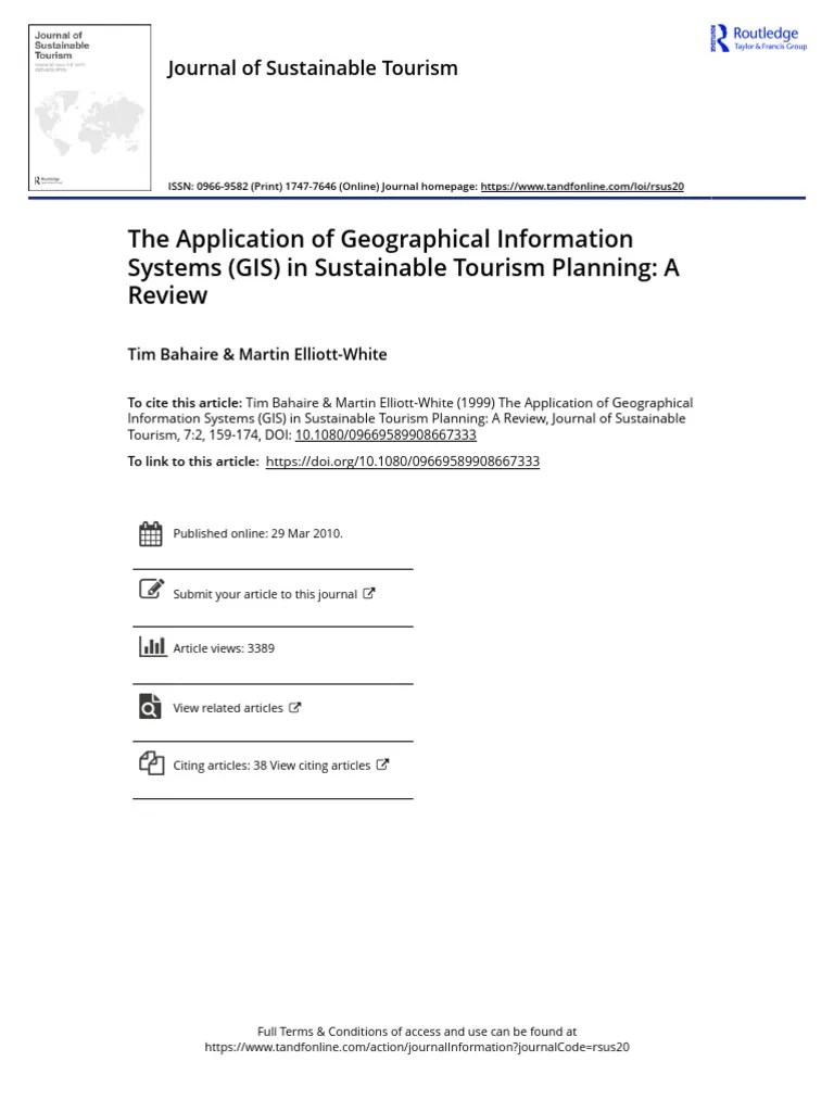1999-The Application Of Geographical Information Systems GIS In Sustainable Tourism Planning A ...