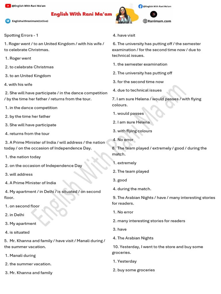 Spotting Errors - 1 | PDF