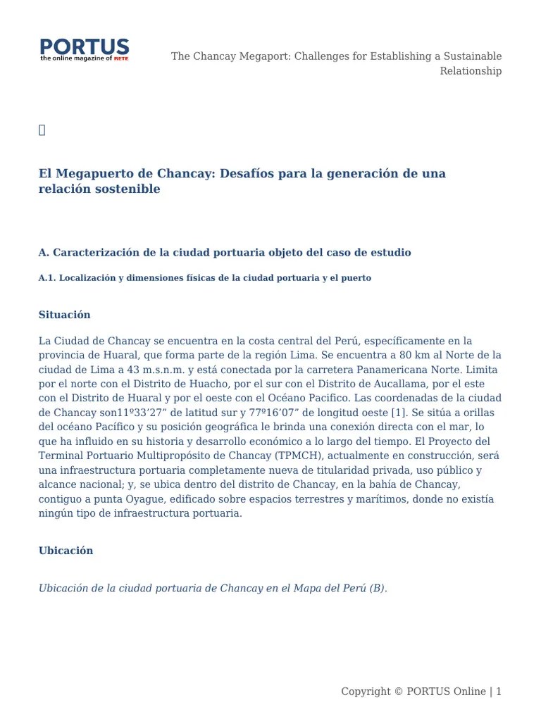 The Chancay Megaport - Challenges For Establishing A Sustainable ...