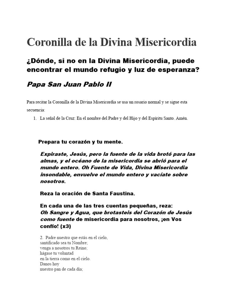 Coronilla De La Divina Misericordia | Descargar Gratis PDF | Teología ...