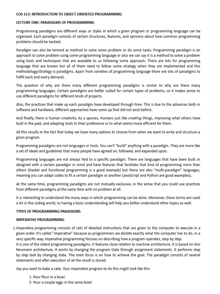 Lecture One | PDF | Object Oriented Programming | Class (Computer Programming)