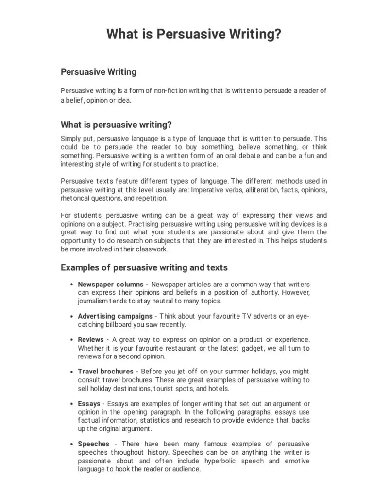 Persuasive Writing Language _ What Is Persuasive Writing_ | Download ...