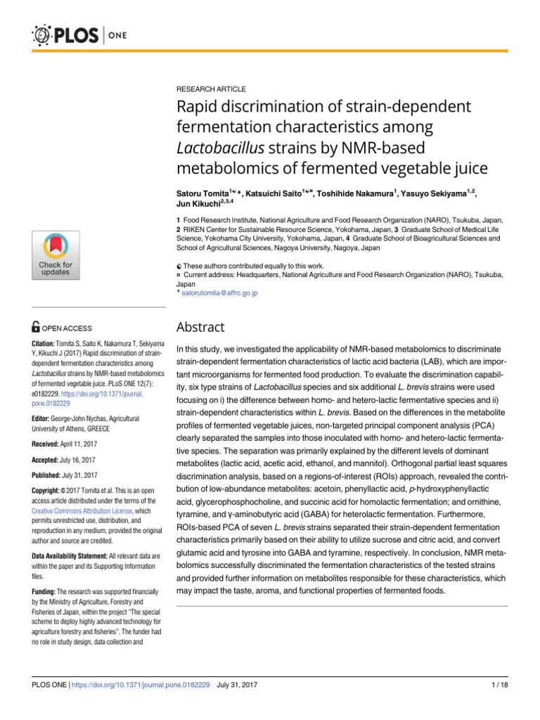 LAB Bacteria Fermentation | PDF | Metabolomics | Two Dimensional Nuclear Magnetic Resonance ...