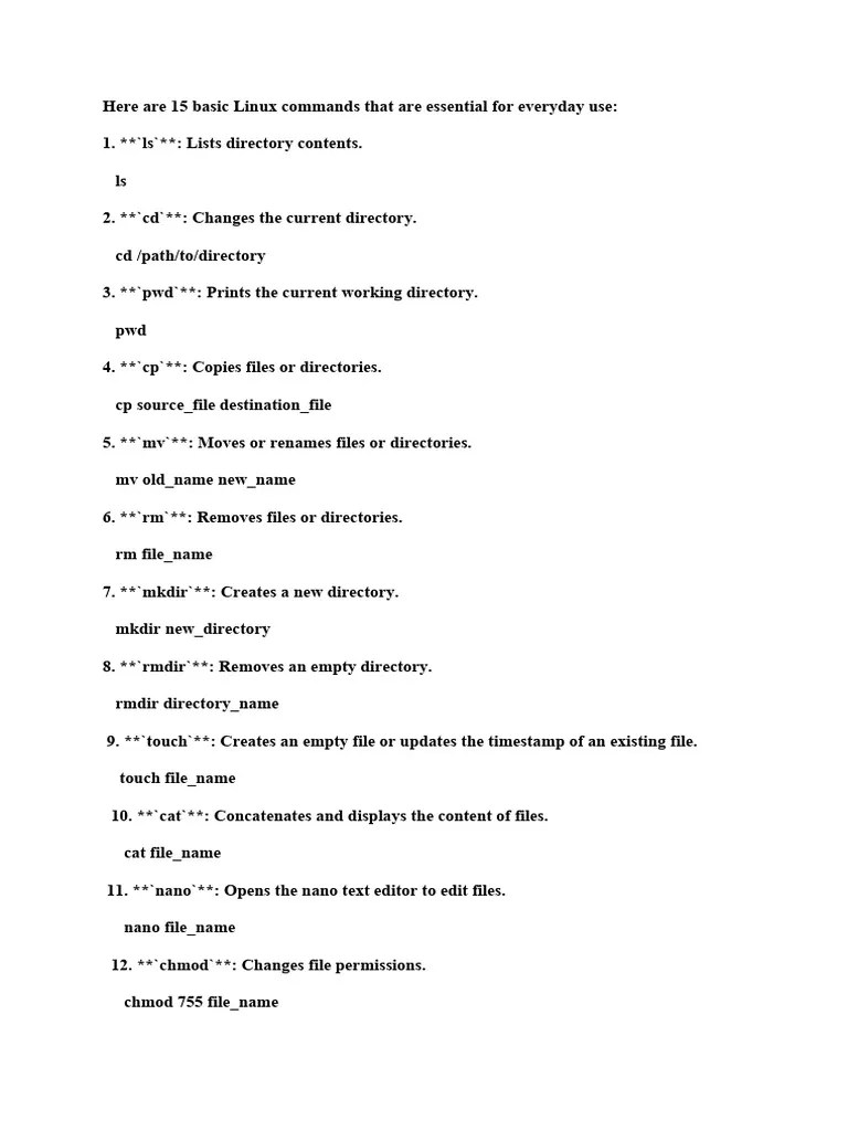 Basic Linux Commands | PDF | Computer File | Directory (Computing)