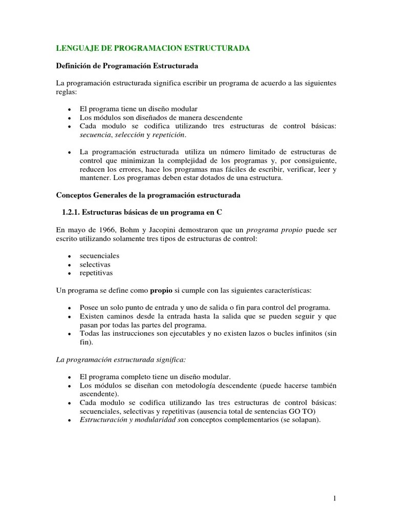 Lenguaje De Programacion Estructurada | PDF | Programa De Computadora ...