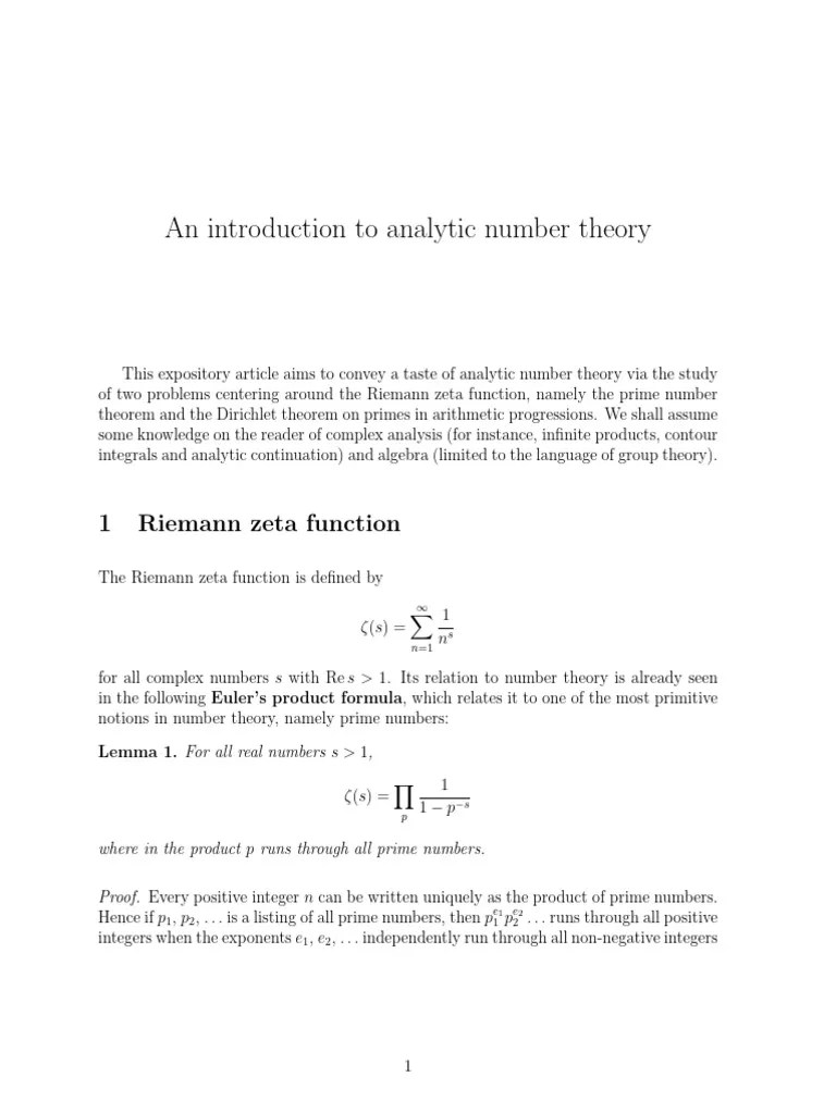 Introduction To Analytic Number Theory | PDF | Prime Number | Group ...
