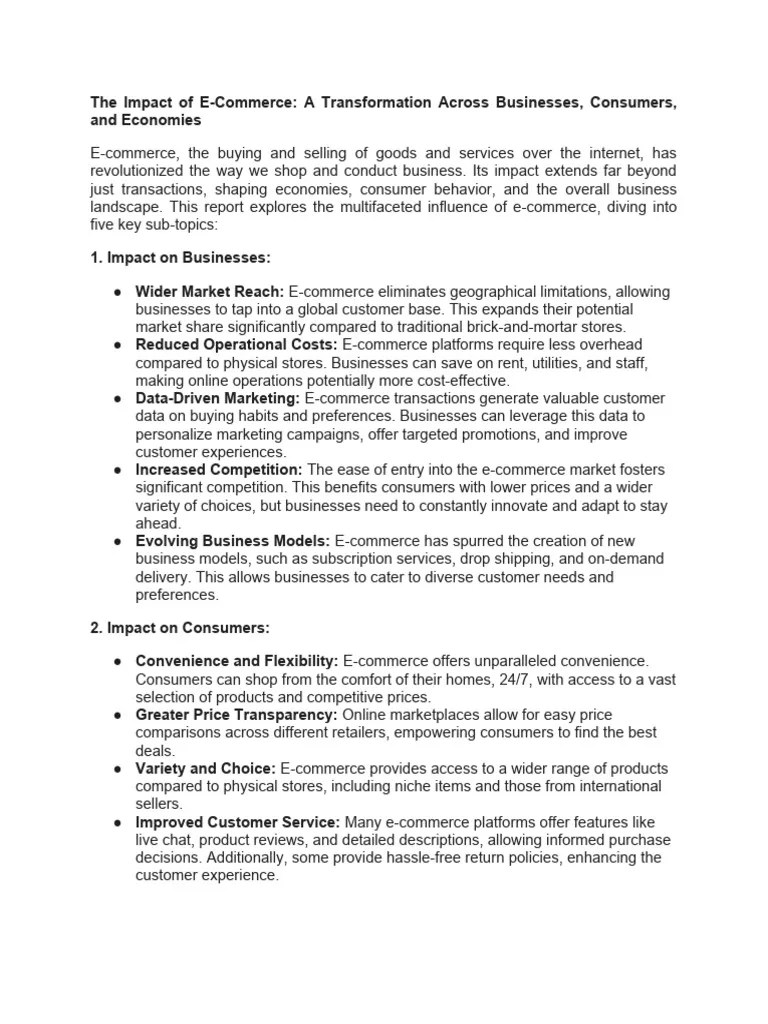 The Impact Of E Commerce A Transformation Across Businesses Consumers ...