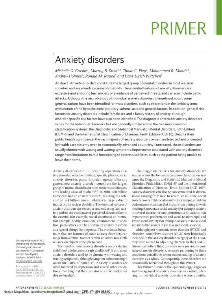 Anxiety Disorders | PDF | Anxiety Disorder | Mental Disorder