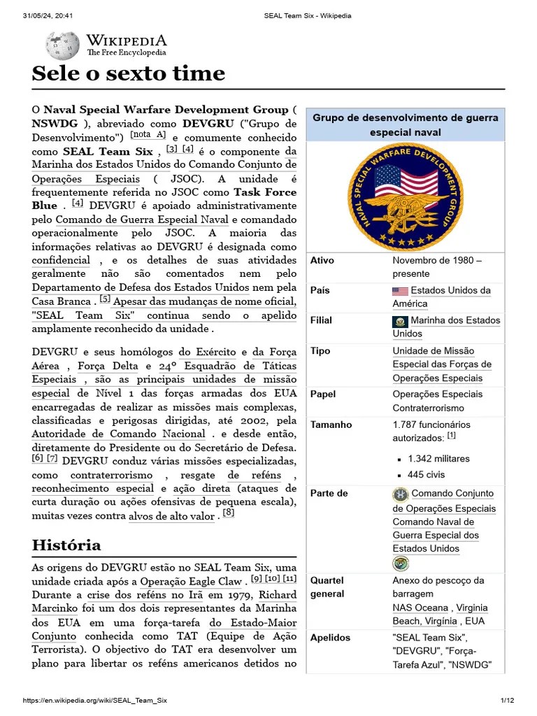 SEAL Team Six / DEVGRU - Wikipedia | PDF | Warfare | Military Science