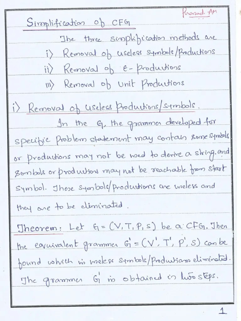 Atfl Unit 3 Simplification Of CFG | PDF