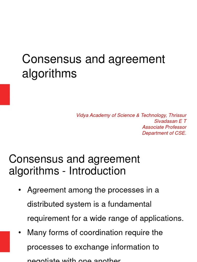 Consensus And Agreement Algorithms - Introduction | PDF | Computer ...