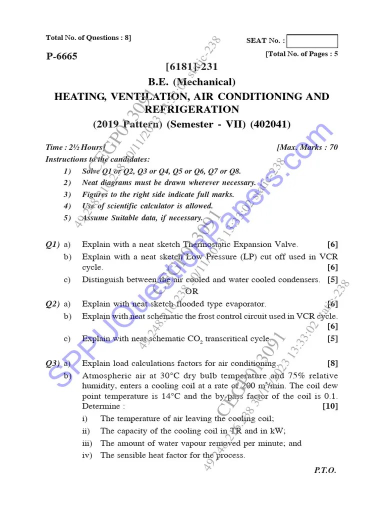 Be - Mechanical Engineering - Semester 7 - 2023 - November - Heating ...