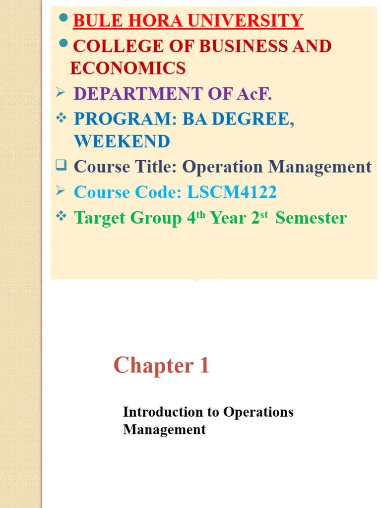 OM Chapter 1 | PDF | Factors Of Production | Labour Economics