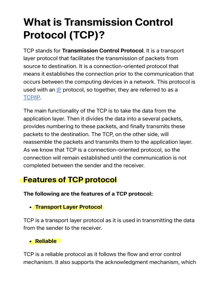 (TCP) Transmission Control Protocol (TCP) - Header, Definition ...