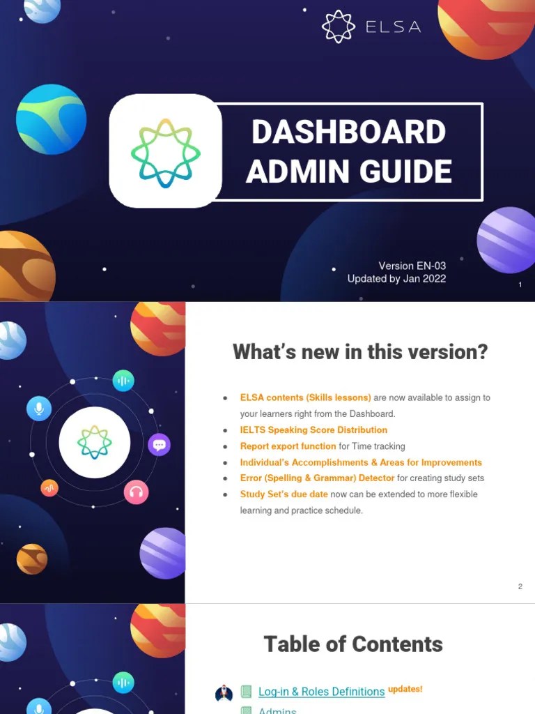 (En) ELSA Dashboard - Admin Guide - V3 | Download Free PDF | Login | Curriculum