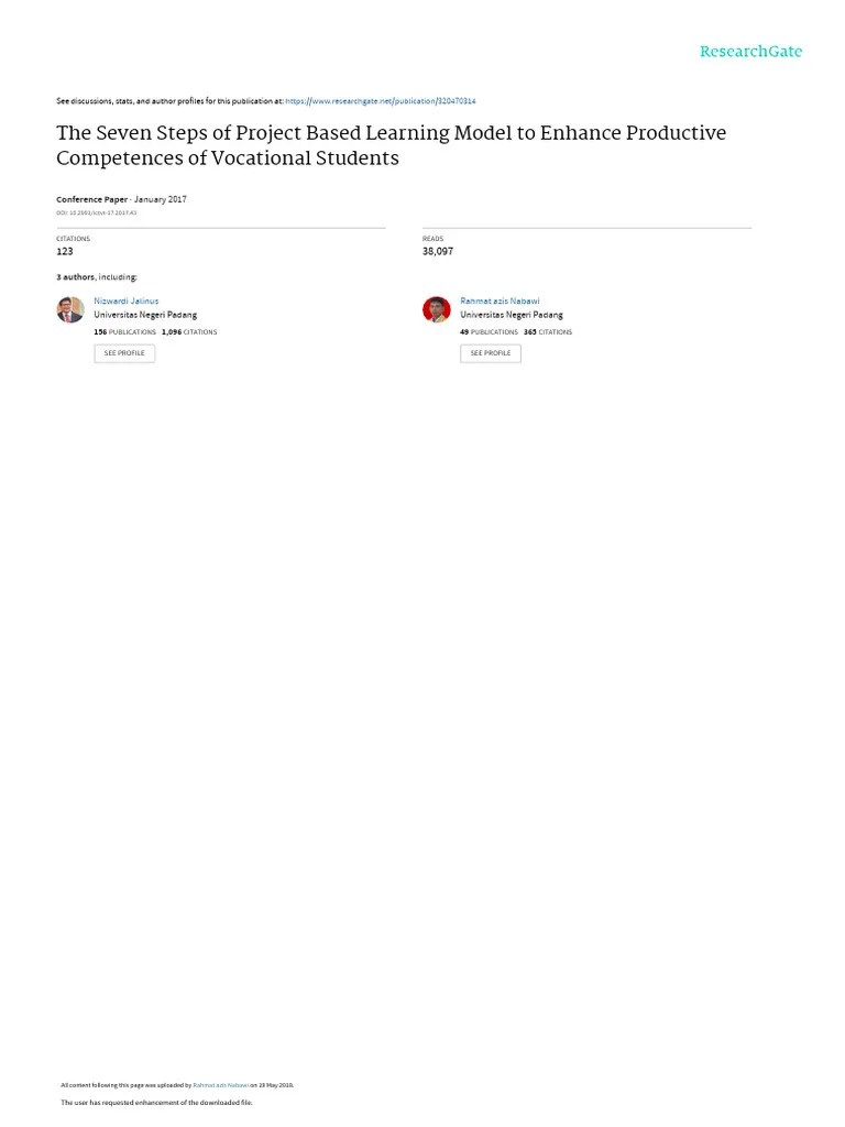 The Seven Steps Of Project Based Learning Model To | PDF | Project ...