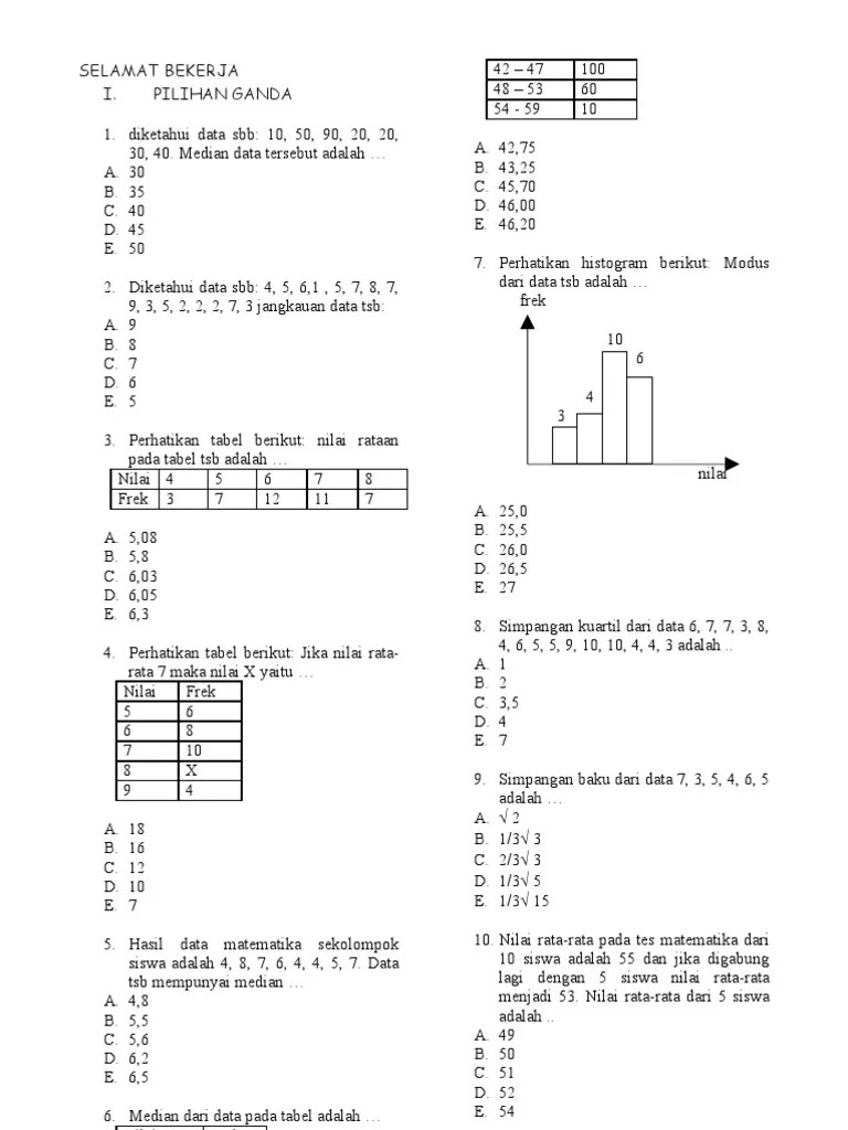 Rumus sturges adalah k = 1 + 3,32 log n, dimana k adalah. Soal Ulangan Kuartil Matematika Statistika K 8 Jurangan Les Beinyu Com