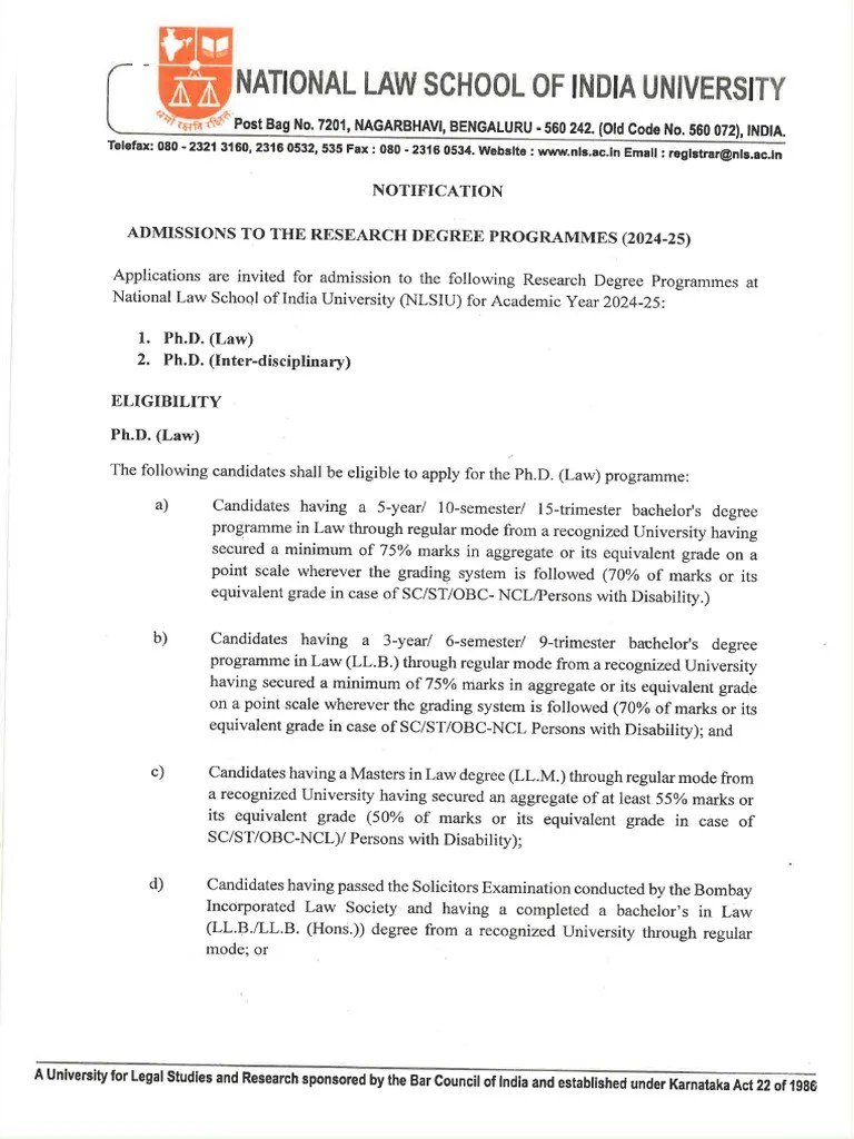 Admissions Notification-Research Degree Programme 2024-25 | PDF