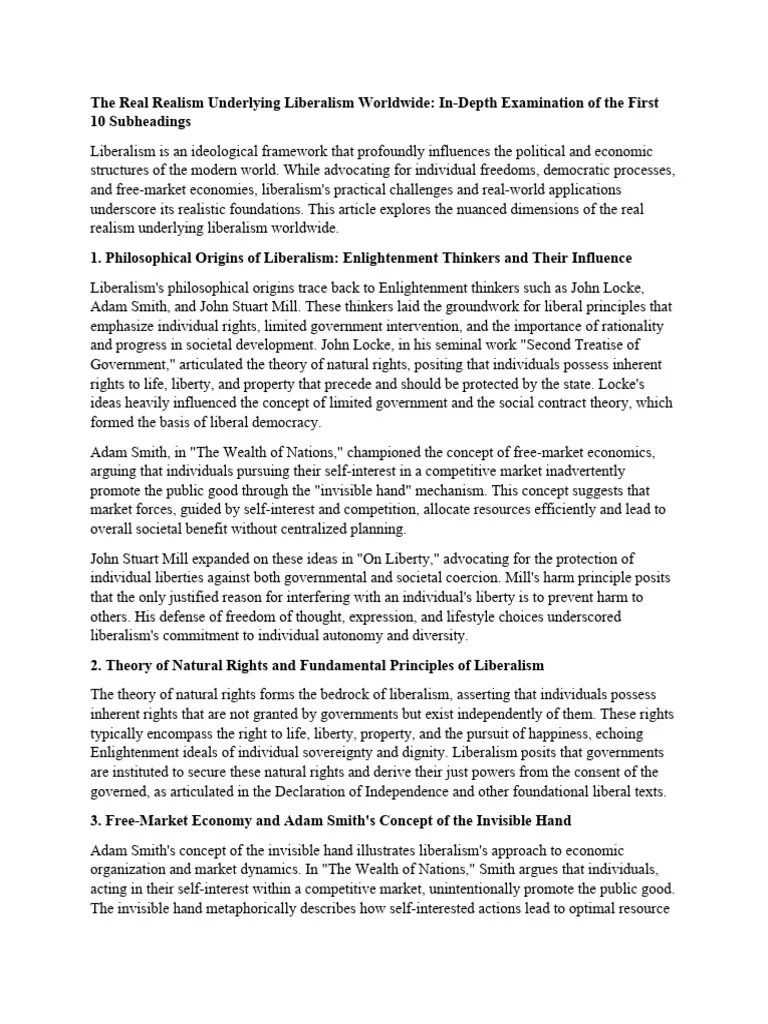 The Real Realism Underlying Liberalism Worldwide | PDF | Liberalism | Democracy