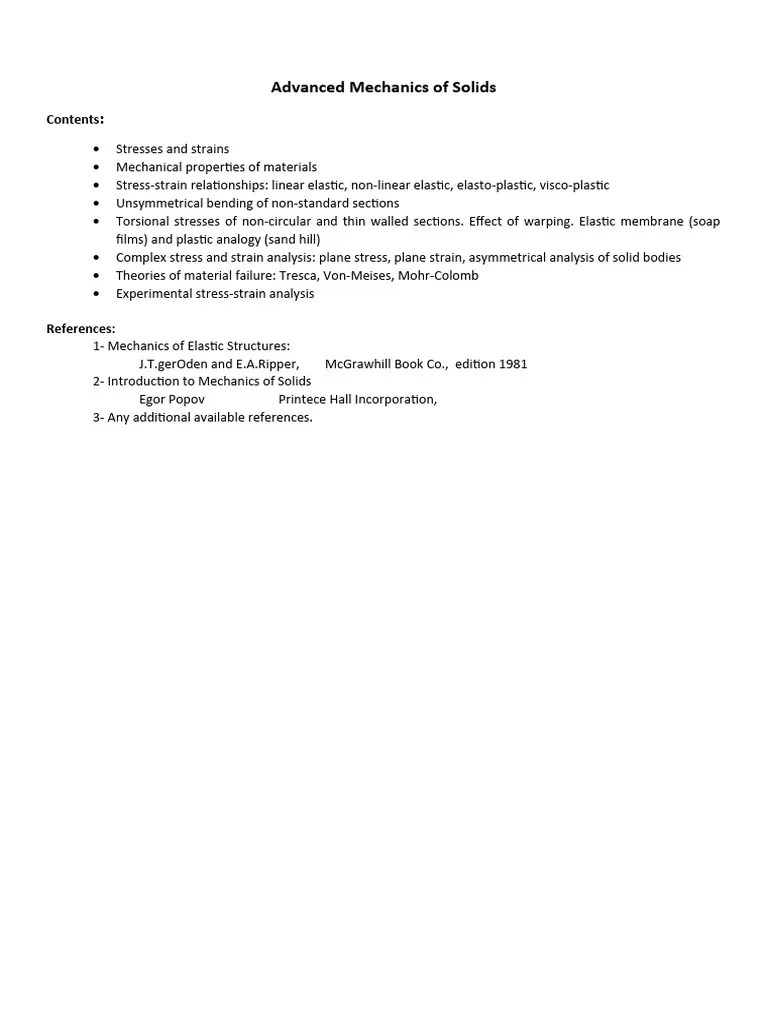 Advanced Mechanics Of Solids-Stresses | PDF | Stress (Mechanics) | Circle