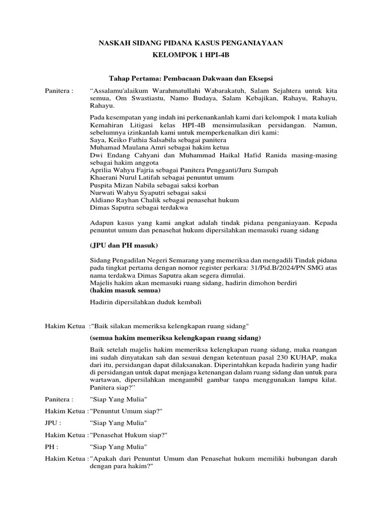 Naskah Dan Putusan Sidang Pidana | PDF
