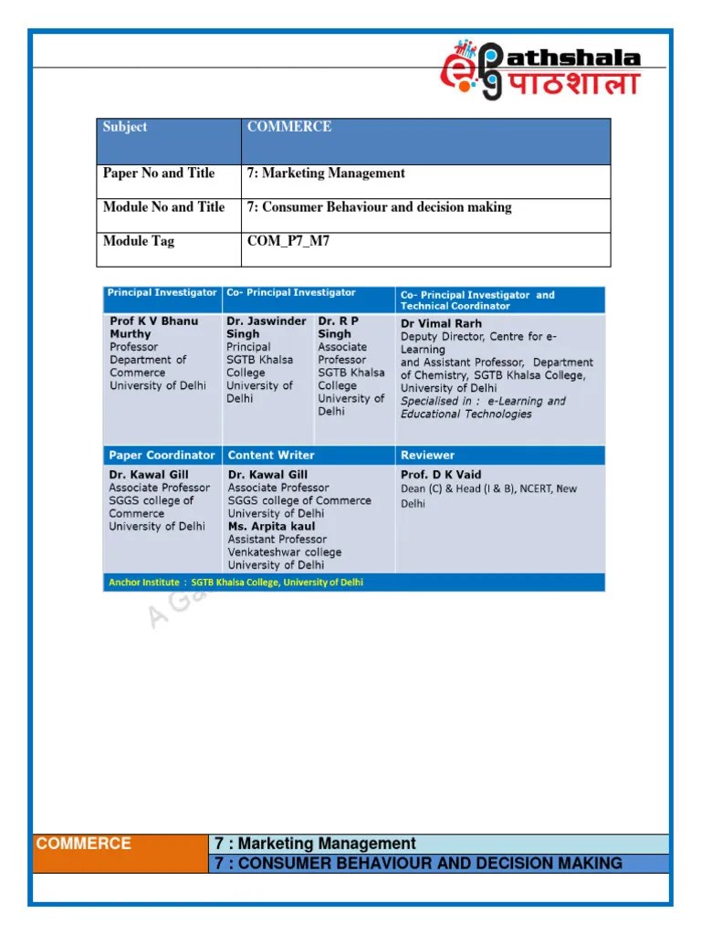 Consumer Behavior, IISS BBA Marketing Management | PDF | Consumer ...