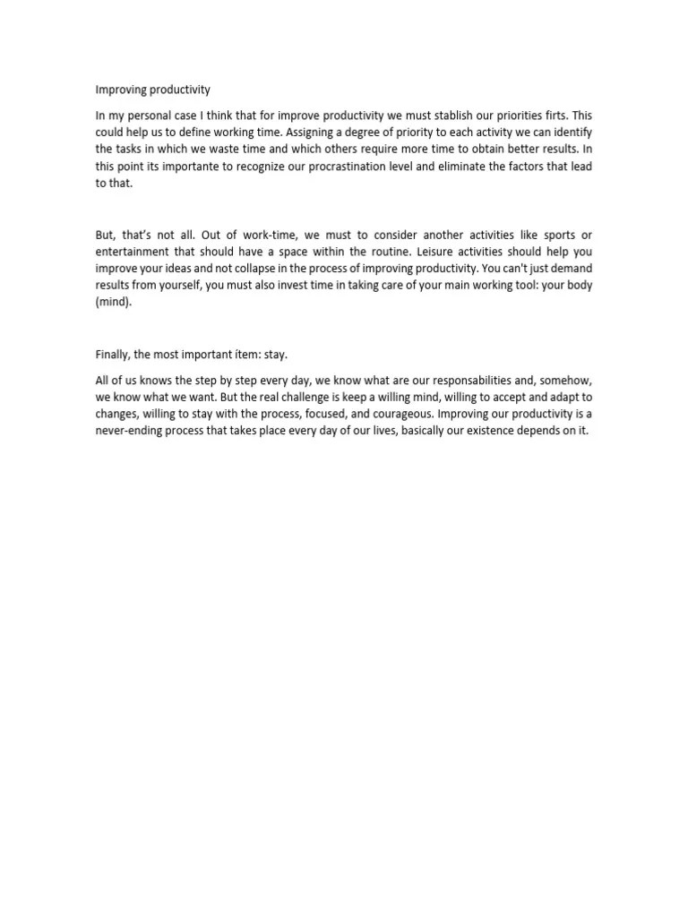 Improving Productivity | PDF