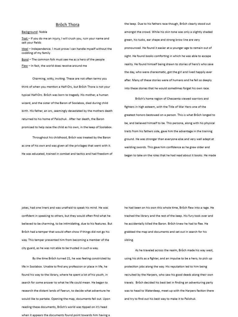 Dnd Backstory Half Orc Updated | PDF