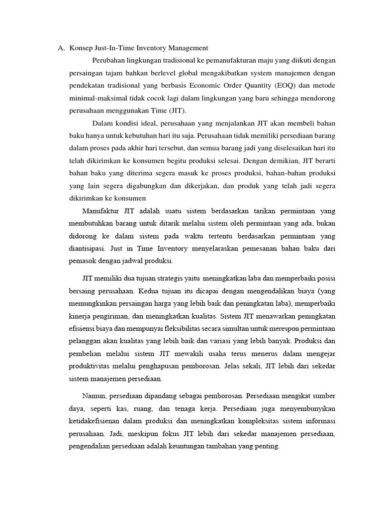 Konsep Just-In-Time Inventory Management | PDF