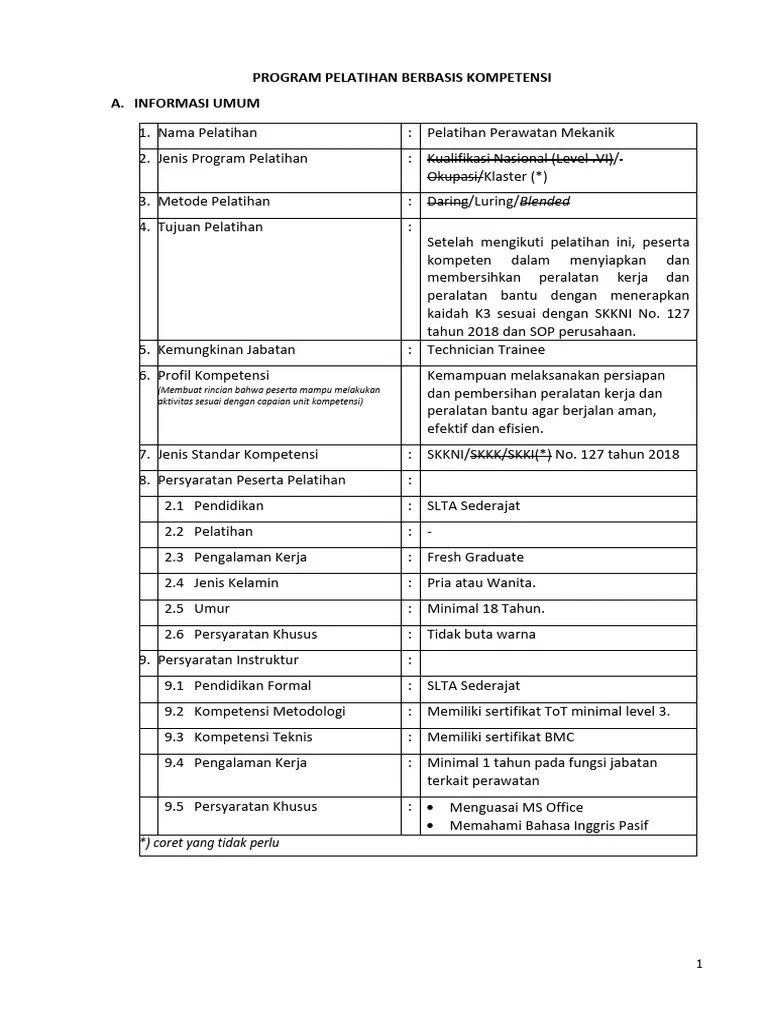 UK 012 Menyusun Program Pelatihan Kerja | PDF