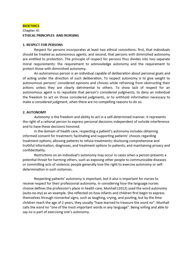 Bio Ethical Principles | PDF | Autonomy | Consent
