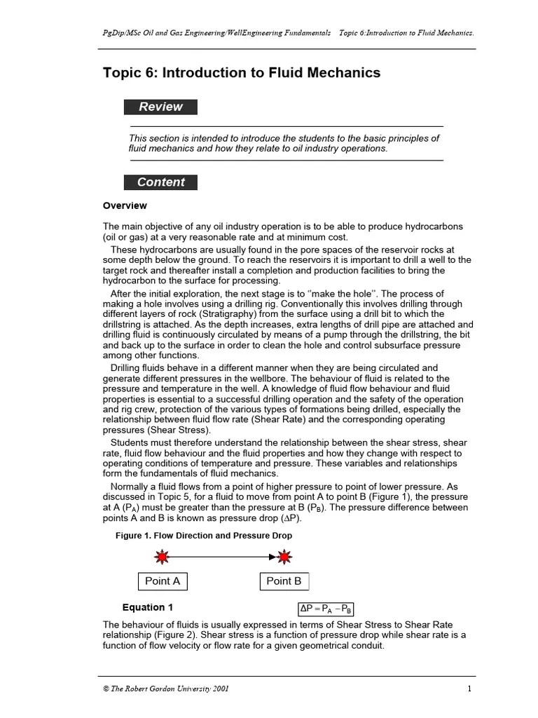 Topic 6 - Introduction To Fluid Mechanics | PDF | Oil Well | Fluid