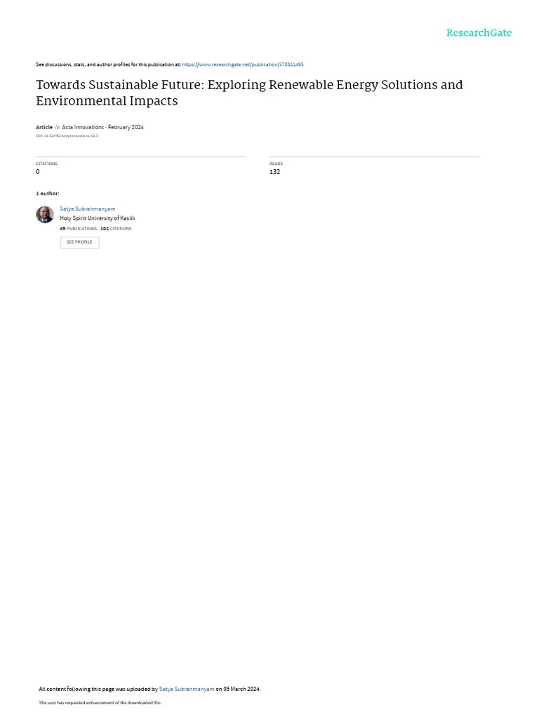 Towards Sustainable Future | PDF | Solar Energy | Solar Power