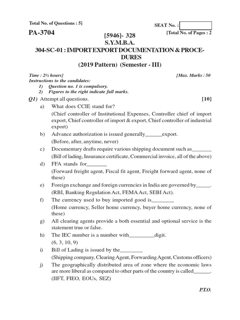 Mbaaaaaaa Import Export | PDF | Exports | Bill Of Lading